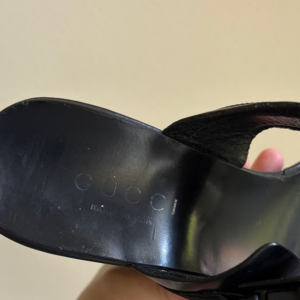 Vintage Gucci Black Wedge Sandals Size 7.5 - Picture 2 of 4